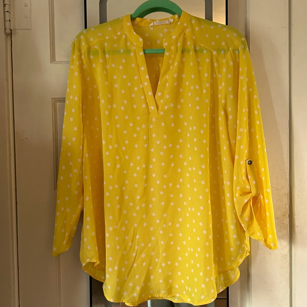 Lush Yellow Roll Tab Blouse